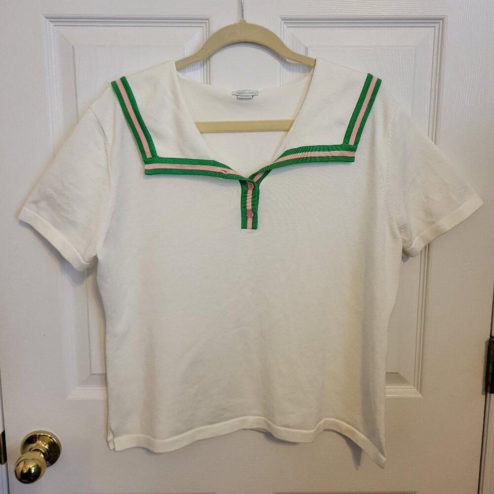 Alpha Kappa Alpha AKA Sailor Knit Big Collar Polo Shirt Preppycore College Top